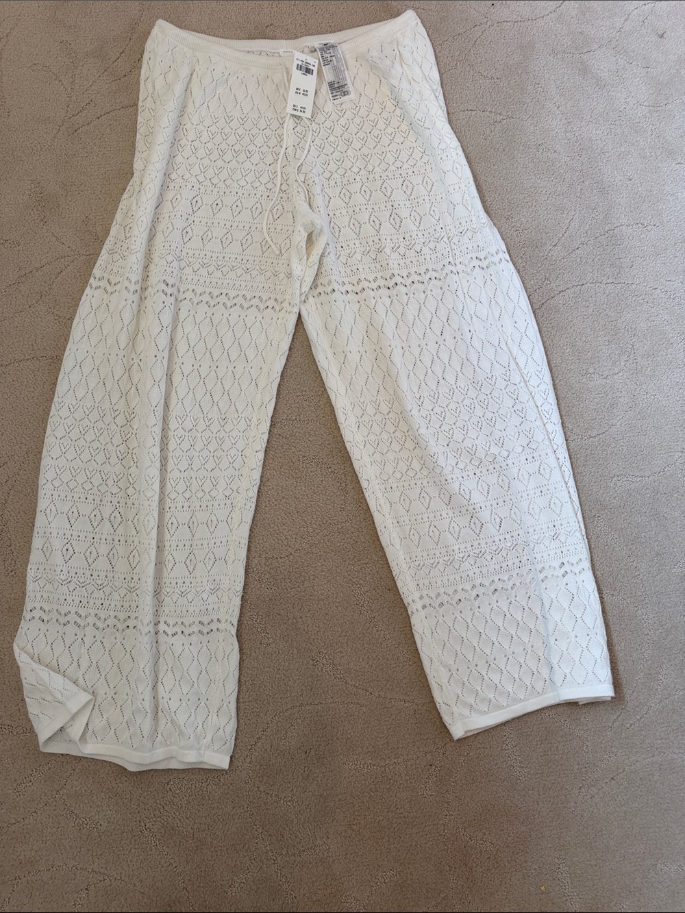 Hollister Cream Open-Knit Wide Leg Swim Coverup Pants